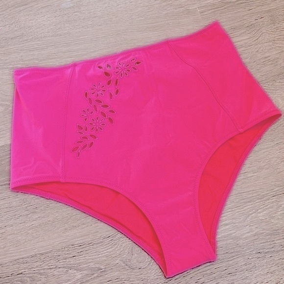 NWT STELLA MCCARTNEY Swim Bikini Bottoms High Rise Pink Cheeky Eyelet Embroidery - Picture 15 of 16